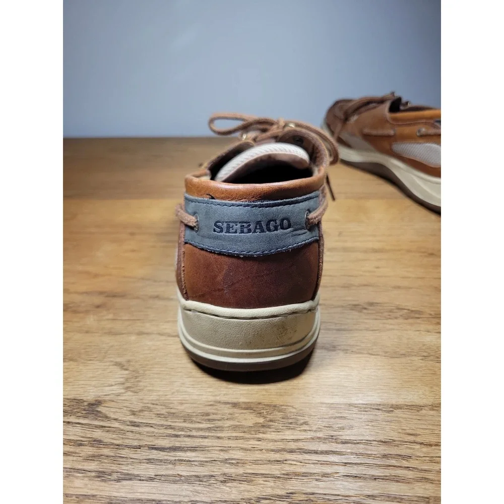 Sebago Clovehitch II Ambergold Brown Leather Boat Shoes Mens 10.5 M Marine Grip